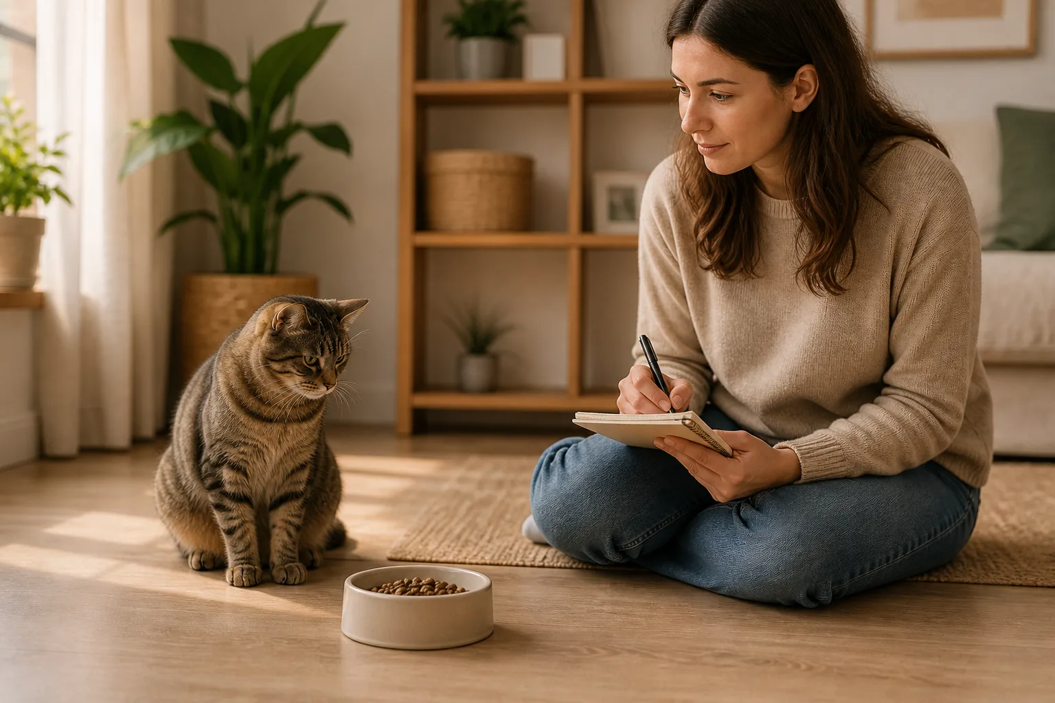 Premium editorial image for cat not eating: what to check and when to call the vet featuring a orange-and-white adult cat