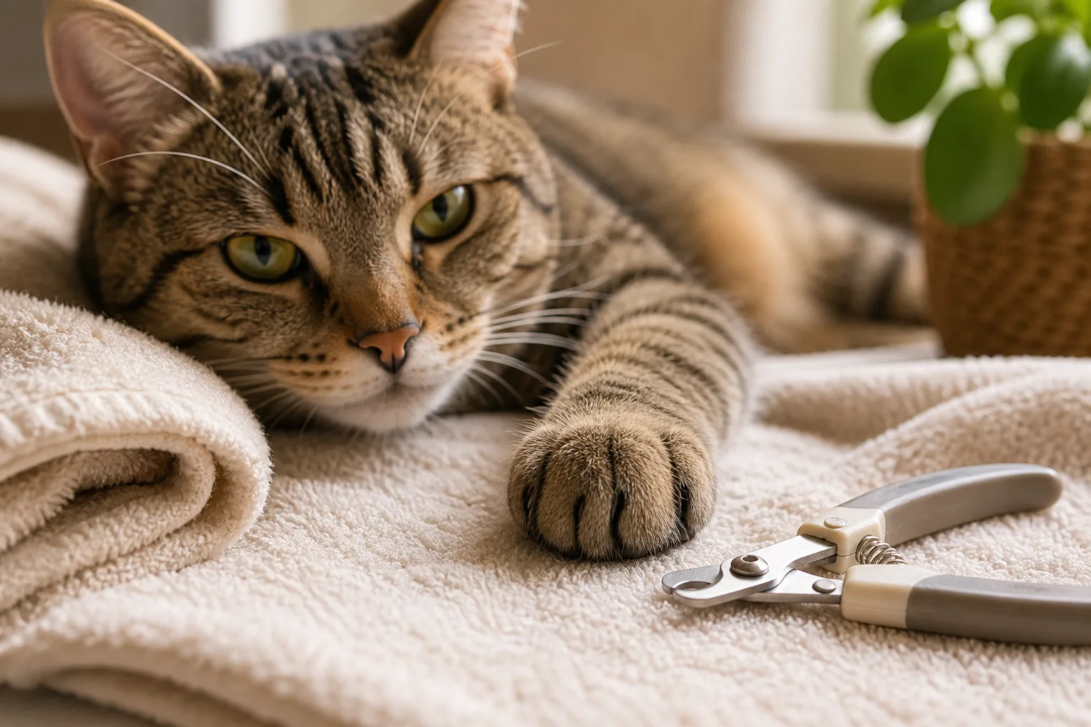 Premium editorial image for how to trim cat nails calmly, one tiny step at a time featuring a ragdoll adult cat with blue eyes