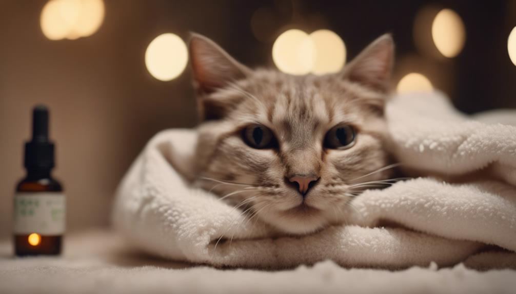cat grooming after bathing