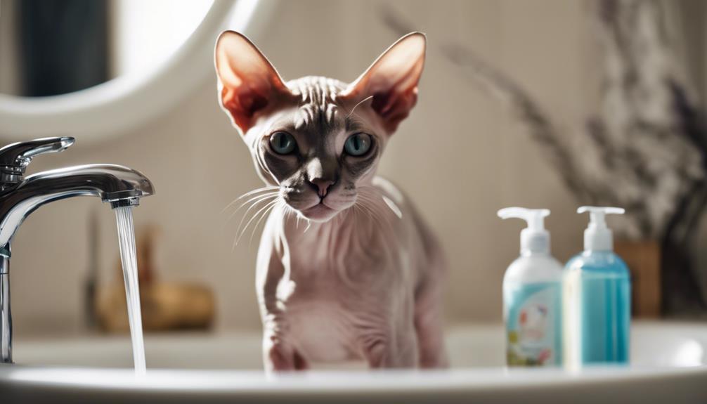 grooming the hairless feline